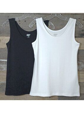 Two Lands End Cotton Scoop Neck Tank Tops